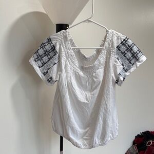 Lucky Brand White Blouse with Black Accents